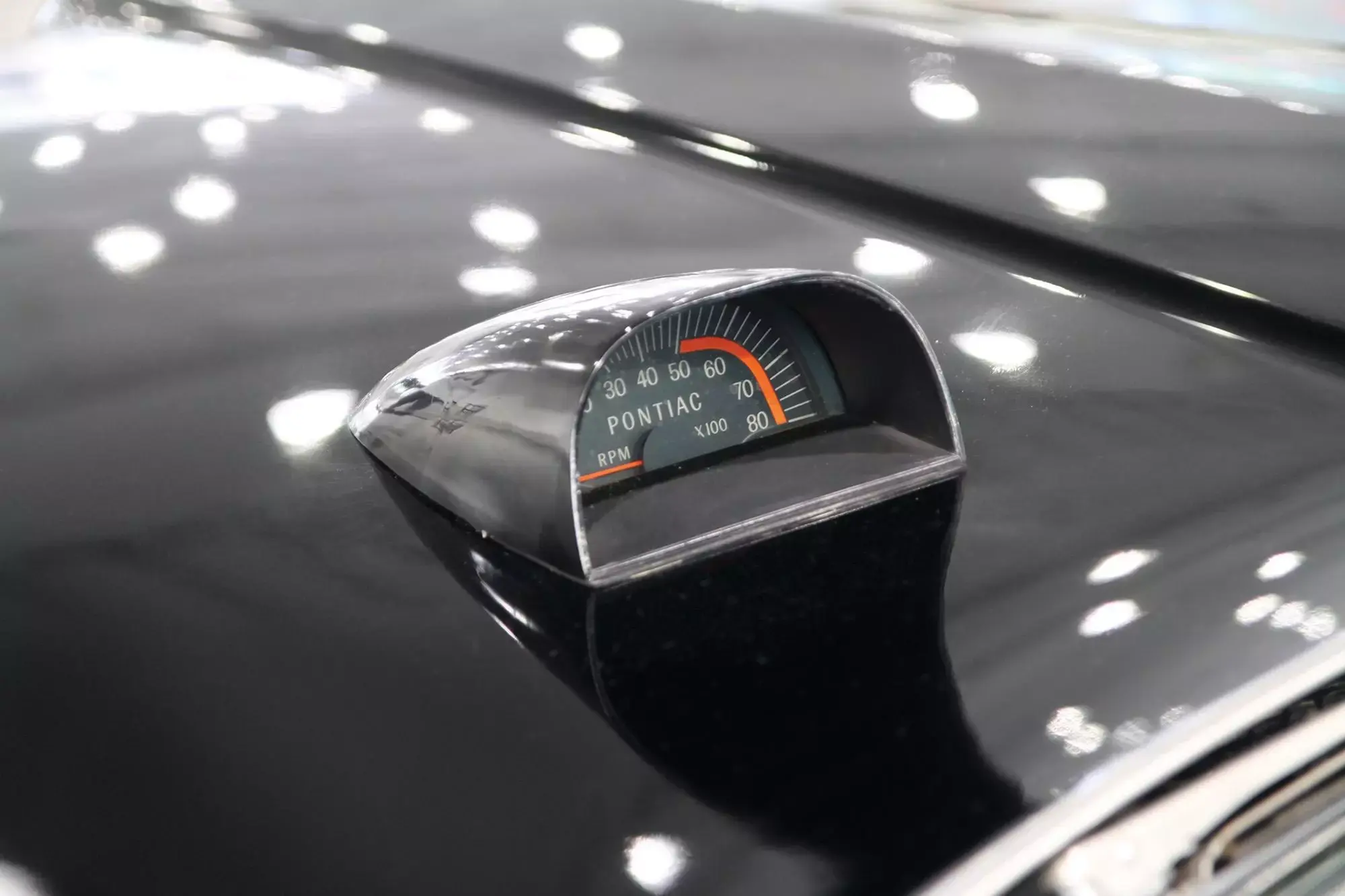 Color closeup of a hood tachometer on a 1967 pontiac catalina 2 2 jpg